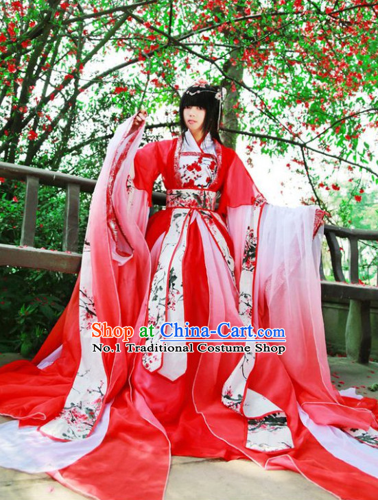 Red Chinese Plum Blossom Princess Cosplay Costumes Asian Fashion Complete Set for Women