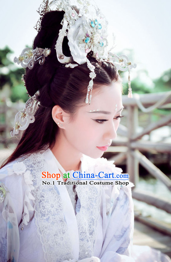 Asian Fashion Chinese Empress Halloween Costumes and Hair Jewelry Complete Set for Women