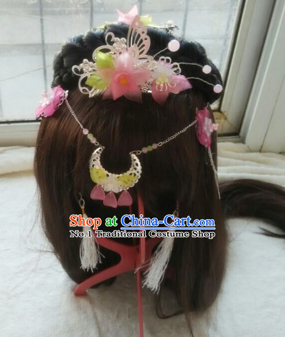 Chinese Traditional Princess Wig and Hair Accessories Hair Jewelry Set