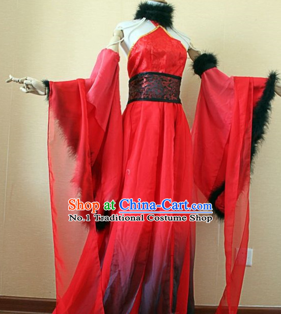 Asian Fashion Chinese Red Sexy Halloween Costumes Complete Set for Women