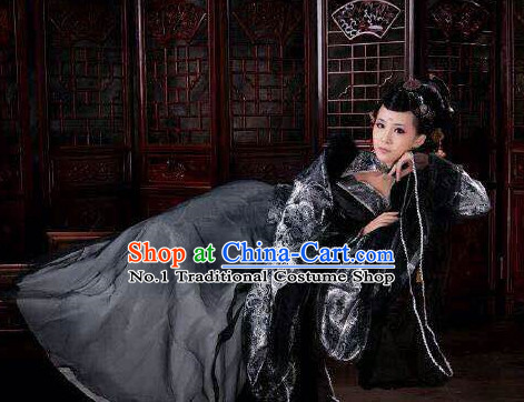 Asian Fashion Chinese Black Empress Sexy Halloween Costumes Complete Set for Women