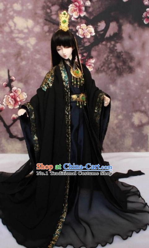 Asian Fashion Chinese Emperor Costume Hanfu and Crown Complete Set for Men