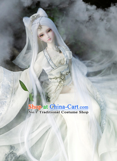 Asian Fashion Chinese White Empress Costumes Hanfu Dresses Complete Set for Women