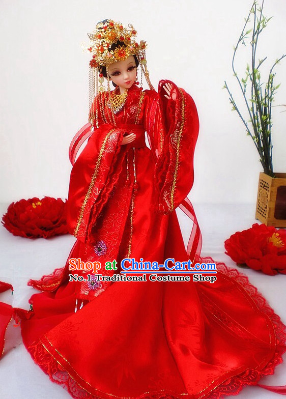 Asia Fashion China Civilization Chinese Empress Wedding Bridal Costume and Hair Accessories