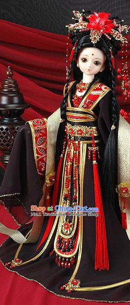 Asia Fashion China Civilization Chinese Queen Costume and Hair Jewelry Complete Set