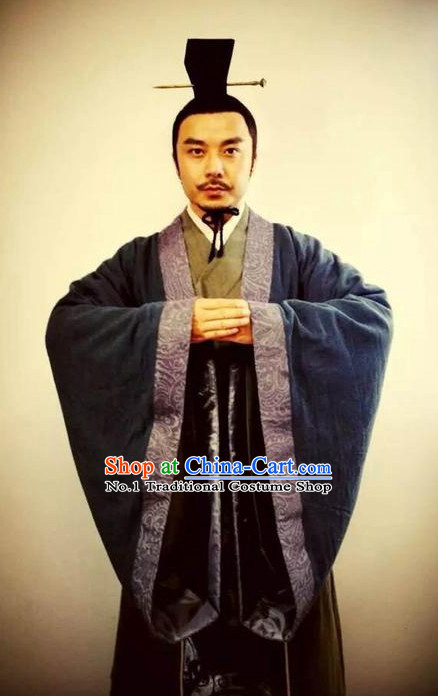 Asia Fashion China Civilization Chinese Male Hanfu Costumes and Coronet Complete Set