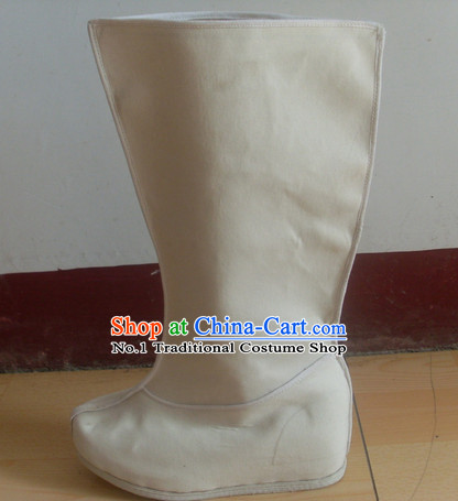 Handmade Asian Chinese Traditional White Boots online Fabric Boots