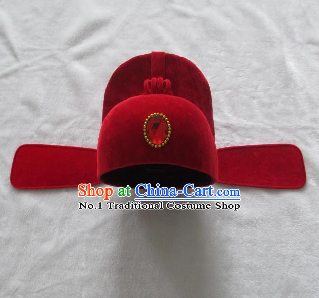 Lucky Red Asian Fashion Oriental Wedding Hat for Men