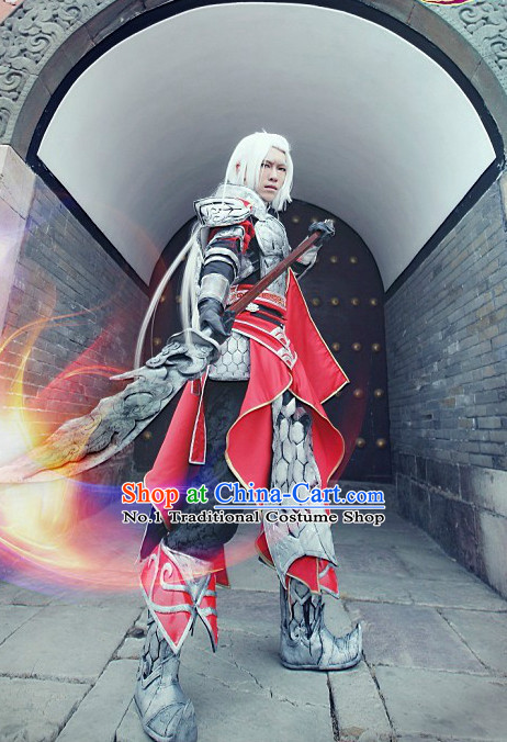 Chinese Cosplay General Armor Costumes and Headdresses Complete Set for Men