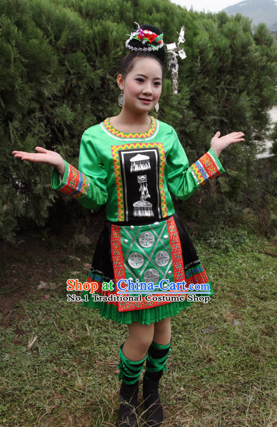 Chinese Professional Ethnic Clothing and Headwear Complete Set for Women