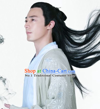 Chinese Traditional Long Black Wig for Men