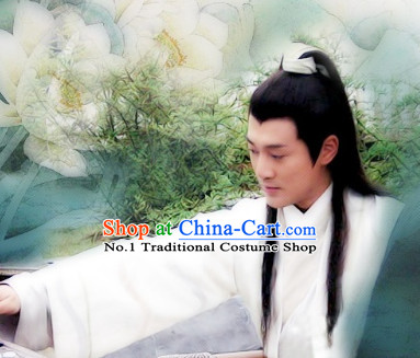 Chinese Ancient Style Male Black Long Wig