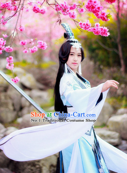 Top Oriental Clothing Chinese Cosplay Halloween Heronine Costumes and Headwear Complete Set