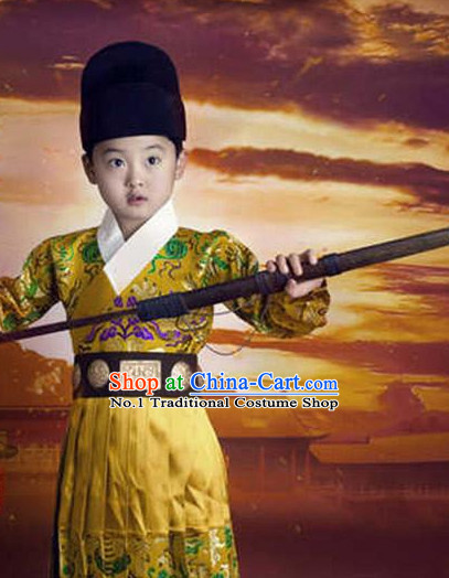 Chinese Ming Dynasty Bodyguard Kids Costumes and Hat Complete Set for Boys