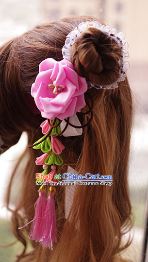 Chinese Traditional Flower Hair Fascinators Hair Slides Headpieces Hair Ornaments