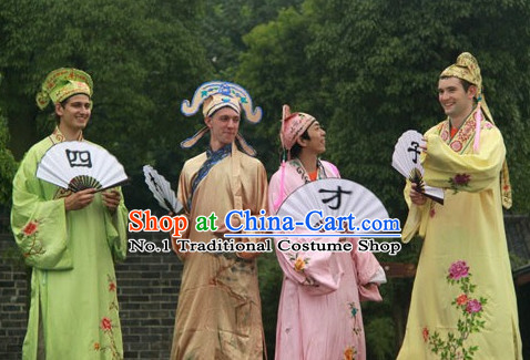 Asian Chinese Traditional Scholar Costume and Hat for Men