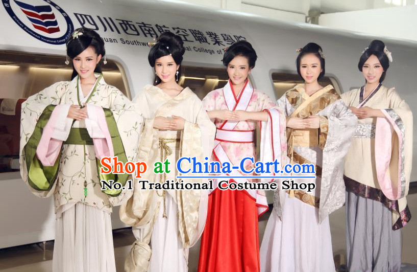 Asian Chinese Traditional Ladies Hanfu Clothes 5 Sets