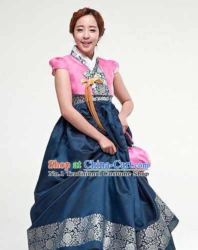 Traditional Korean Custom Made Special Day Customized Hanbok Eveing Dress Complete Set for Couple