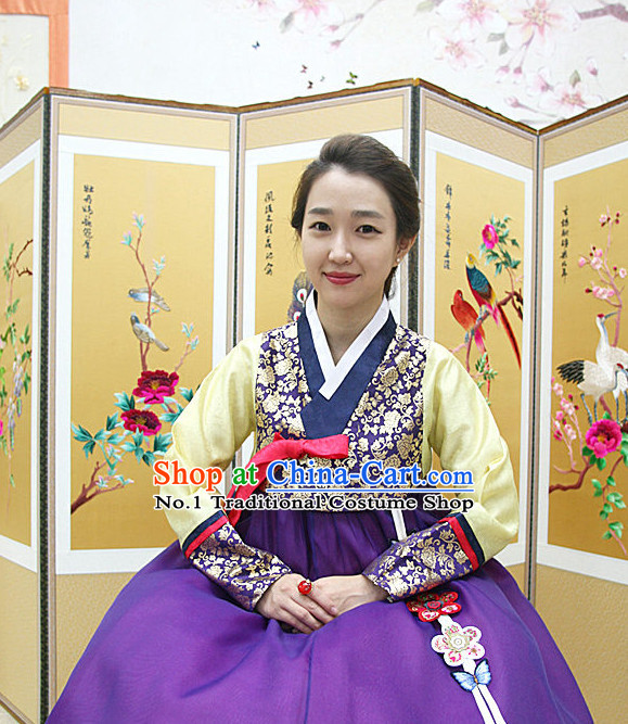 Traditional Korean Custom Made Special Day Customized Hanbok Eveing Dress Complete Set for Women