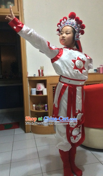 Chinese Hua Mudan Kids Dance Costumes and Hat