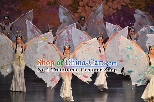Chinese Butterfly Love Liang Zhu Costumes and Headwear Complete Set