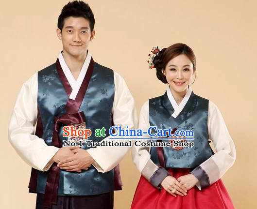 Traditional Korean Custom Made Couple Ceremonial Hanbok Complete Set