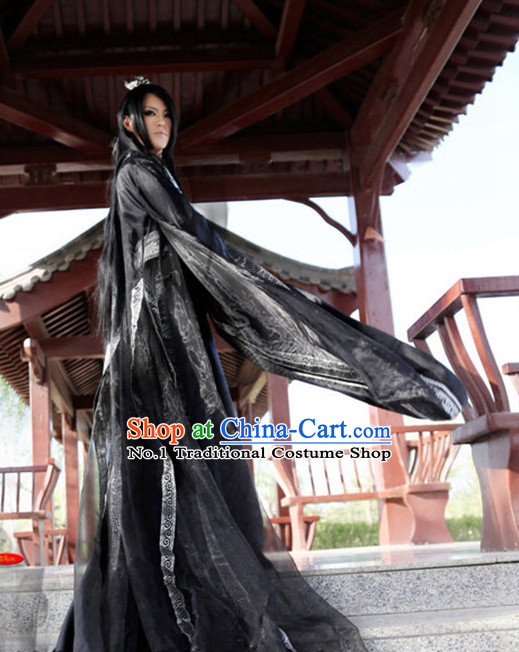 Asia Fashion Ancient China Culture Chinese Black Male Kimono Dress