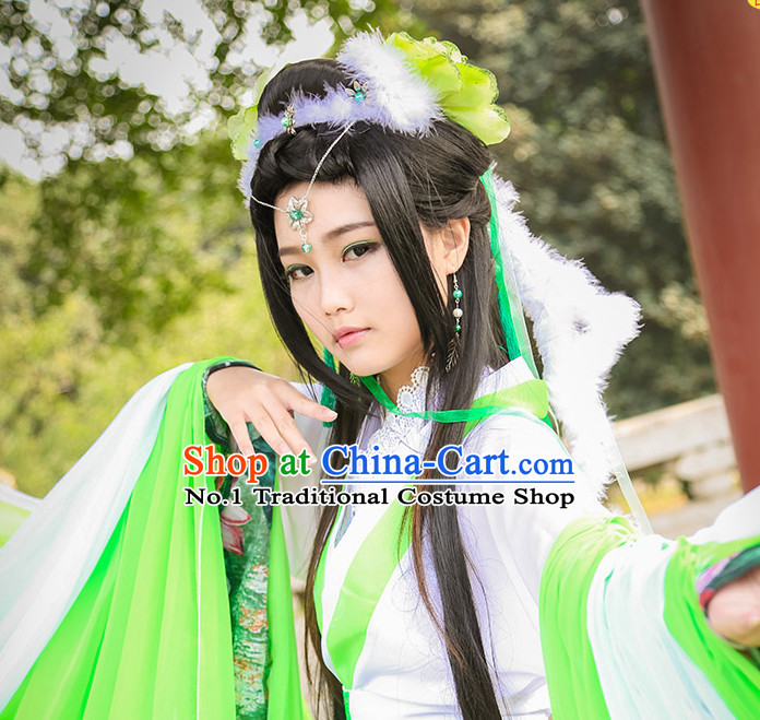 Asia Fashion Ancient China Culture Chinese Hanfu Dresses and Hair Jewelry