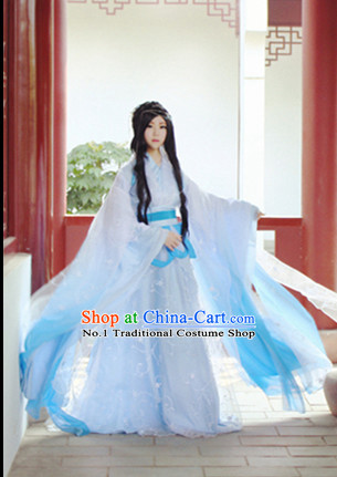 Asia Fashion Ancient China Culture Chinese Traditional White Princess Clothes for Women