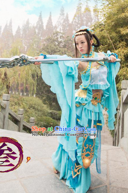 Asia Fashion Ancient China Culture Chinese Princess Clothes and Hair Accessories Complete Set