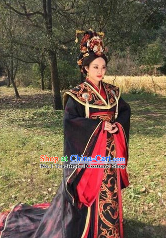 Chinese Ancient Queen Clothing and Hair Jewelry Complete Set