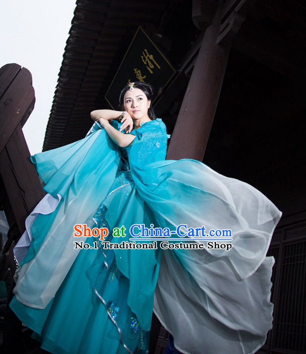 Chinese Ancient Blue Fairy Costumes