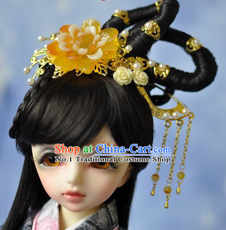 Traditional Chinese Princess Black Wig and Hair Jewelry