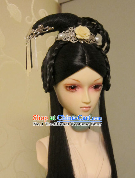 Traditional Chinese Princess Black Wig and Hair Jewelry