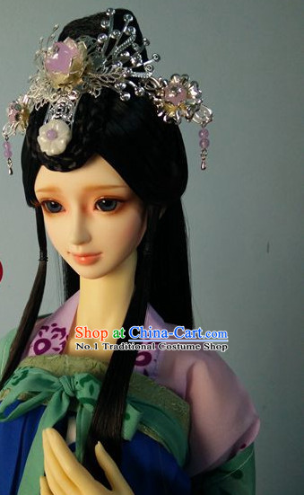 Traditional Chinese Princess Handmade Long Wig and Hair Jewelry for Women