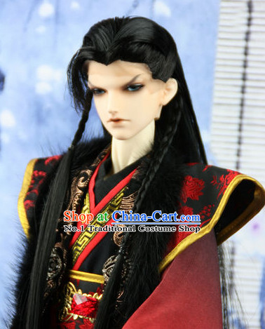 Chinese Traditional Mens Long Black Wig