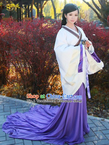 Chinese Han Dynasty Female Long Tail Hanfu Dress Complete Set