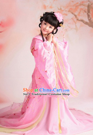 Chinese Ancient Peace Princess Clothing and Hair Jewelry Complete Set for Kids