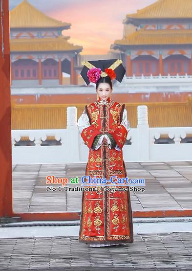 China Fashion Chinese Ancient Costume Wedding Gowns and Hair Jewelry Complete Set