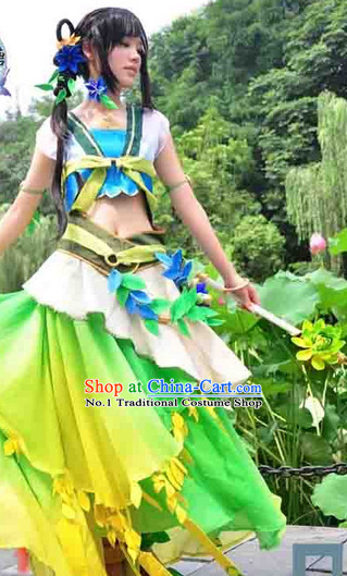 Chinese Princess Cosplay Halloween Costumes and Hair Jewelry Complete Set