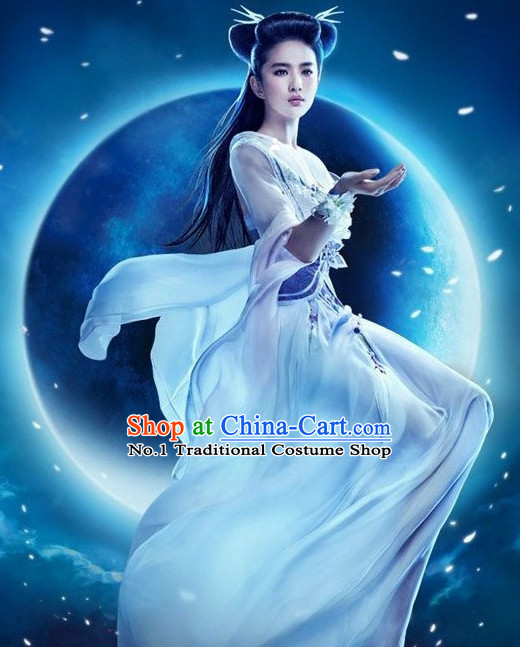 Chinese Legend Xiao Long Nv Dragon Lady Costumes and Hair Jewelry Complete Set
