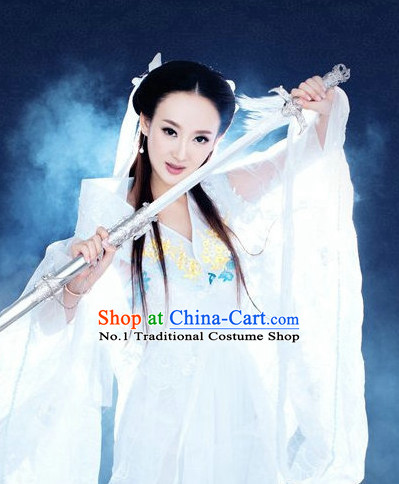 Chinese Female Superhero Costumes and Hair Accessories Complete Set