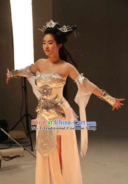 Chinese Dragon Lady Cosplay Halloween Costumes and Hair Accessories Complete Set