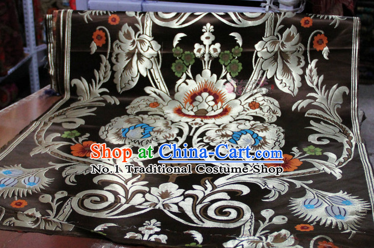 Chinese Traditional Black Brocade Embroidered Fabric Dresses Material