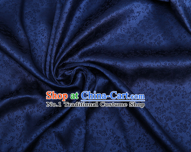 Deep Blue Chinese Traditional Dragon Brocade Fabric