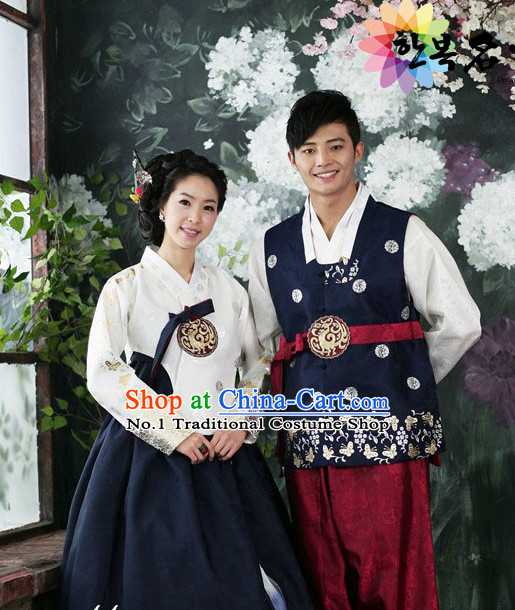 Traditional Korean Fashion Style Couple Clothing Complete Sets for Men and Women