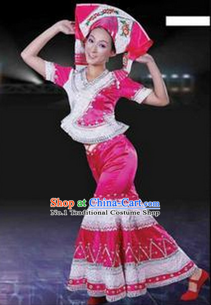 Chinese Zhuang Ethnic Costumes Complete Set for Women