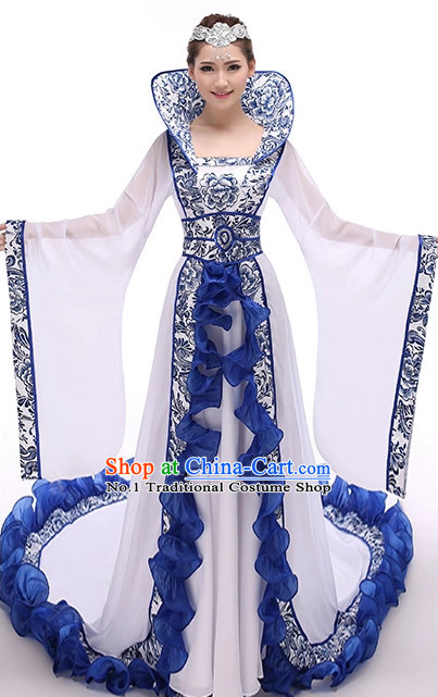 Chinese Empress Hanfu Costumes and Hair Accessories Complete Set for Women