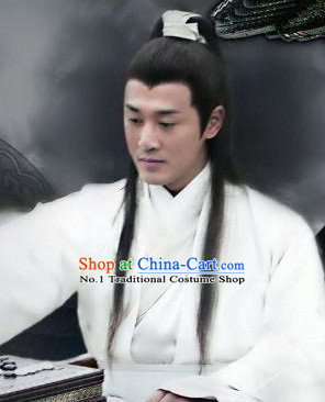 Black Chinese Ancient Long Wig for Men