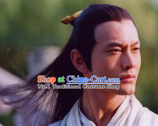 Black Chinese Ancient Long Wig for Men